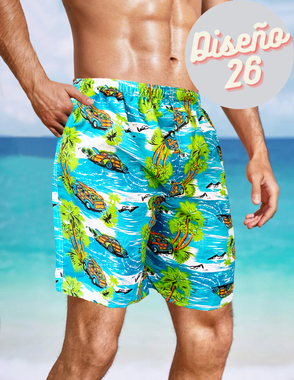 Traje De Baño Hombre Short Impermeable Bermuda de Secado Rápido