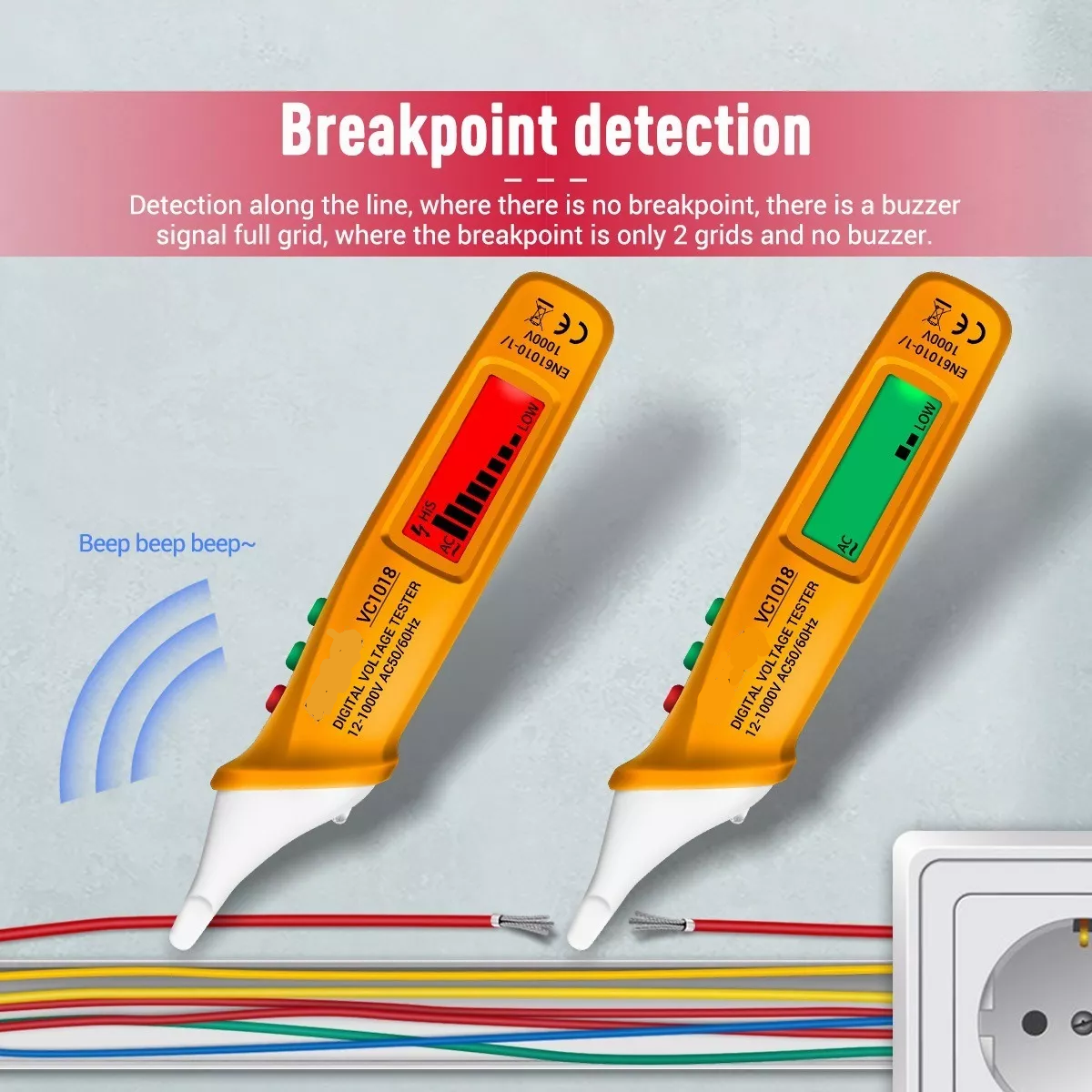 Detector de voltaje de prueba de 3 teclas: electricista profesional