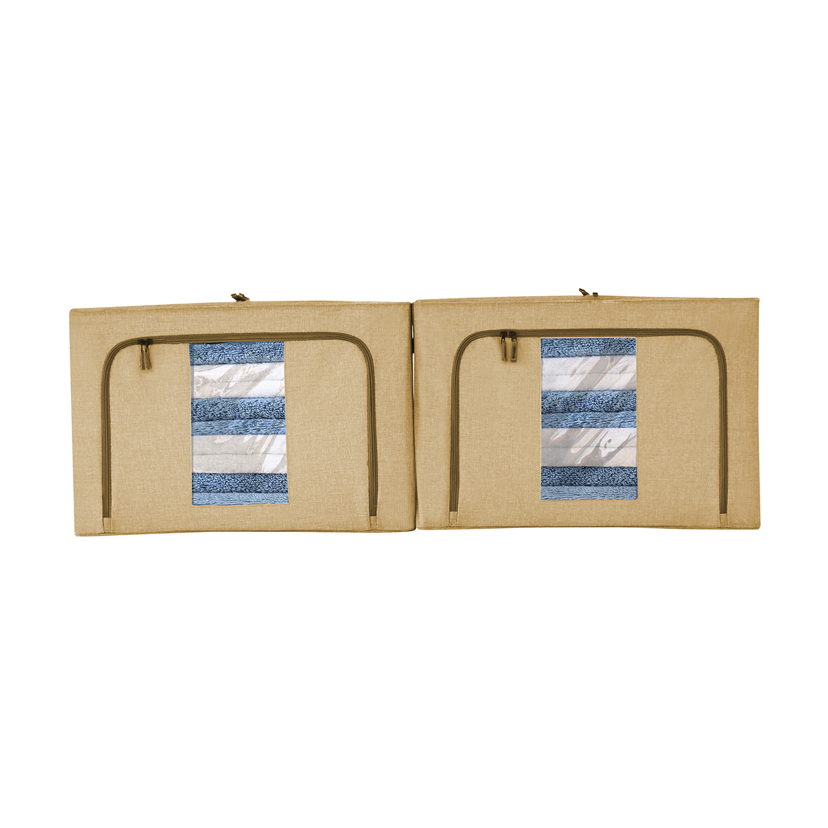 Set De 2 Cajas Flexibles de Almacenamiento y Organizacion , Beige