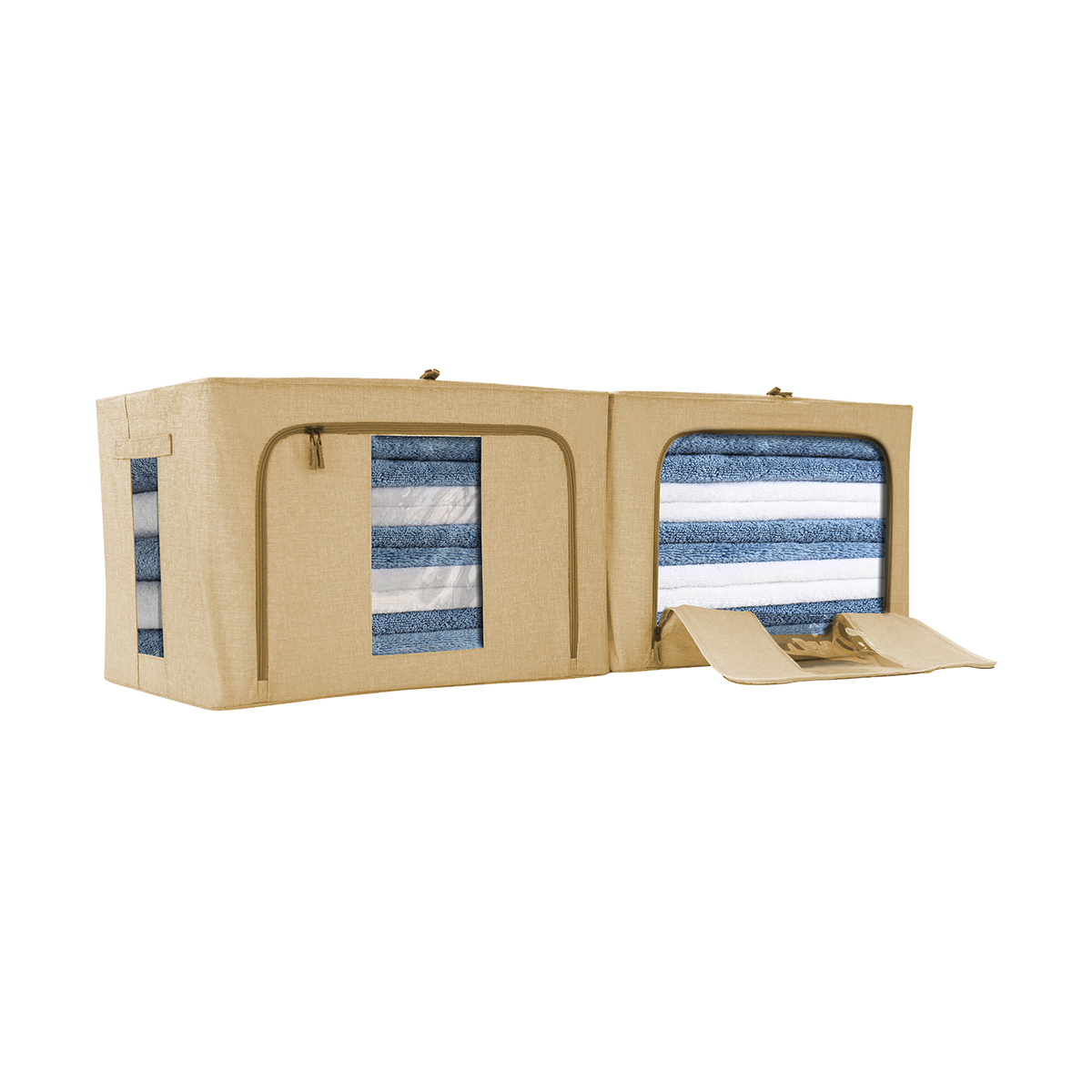 Set De 2 Cajas Flexibles de Almacenamiento y Organizacion , Beige