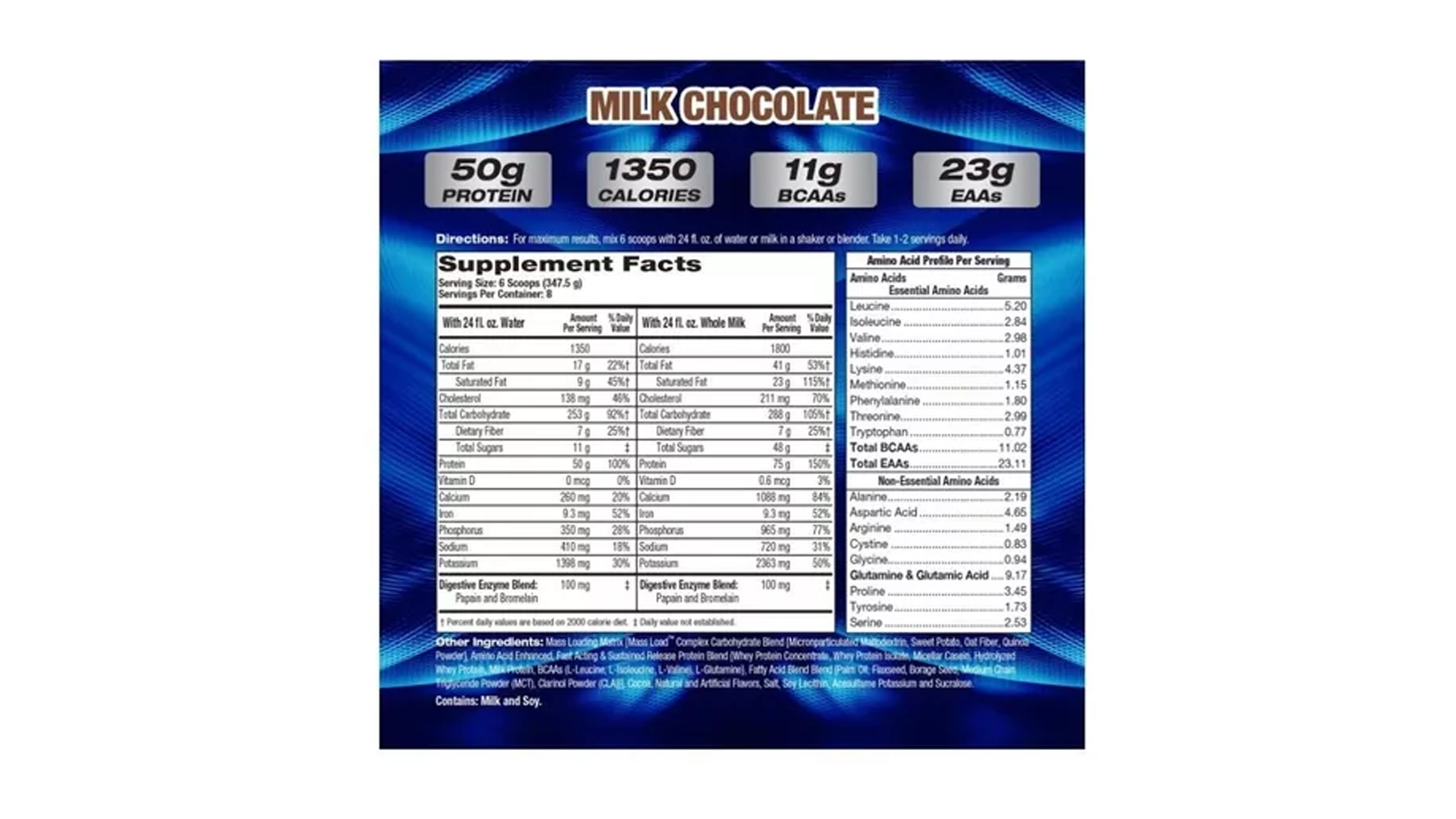 Proteina MHP Up Your Mass Xxxl 1350 6 Lbs Ganador Gainer Gym Sabor Chocolate 