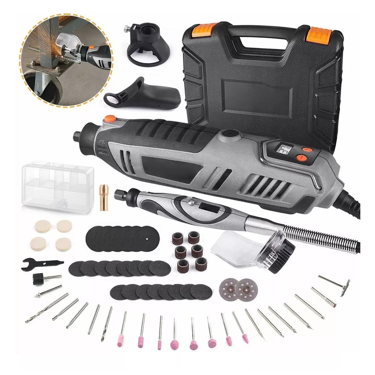 Kit Mini Taladro Mototool Pulidora Eléctrica Velocidad Regulable 200W