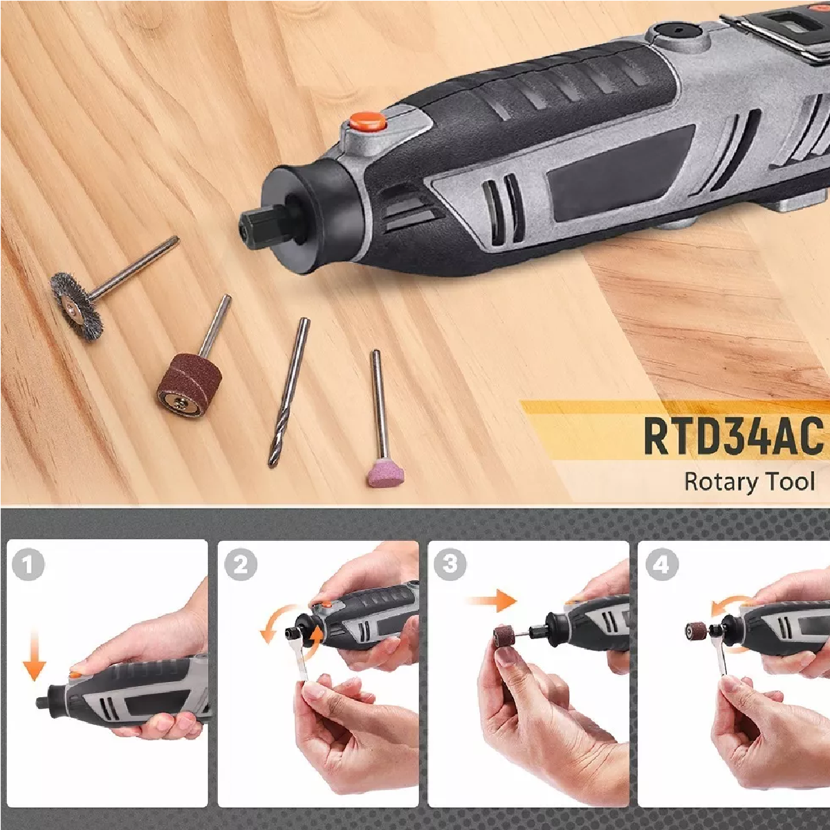 Kit Mini Taladro Mototool Pulidora Eléctrica Velocidad Regulable 200W