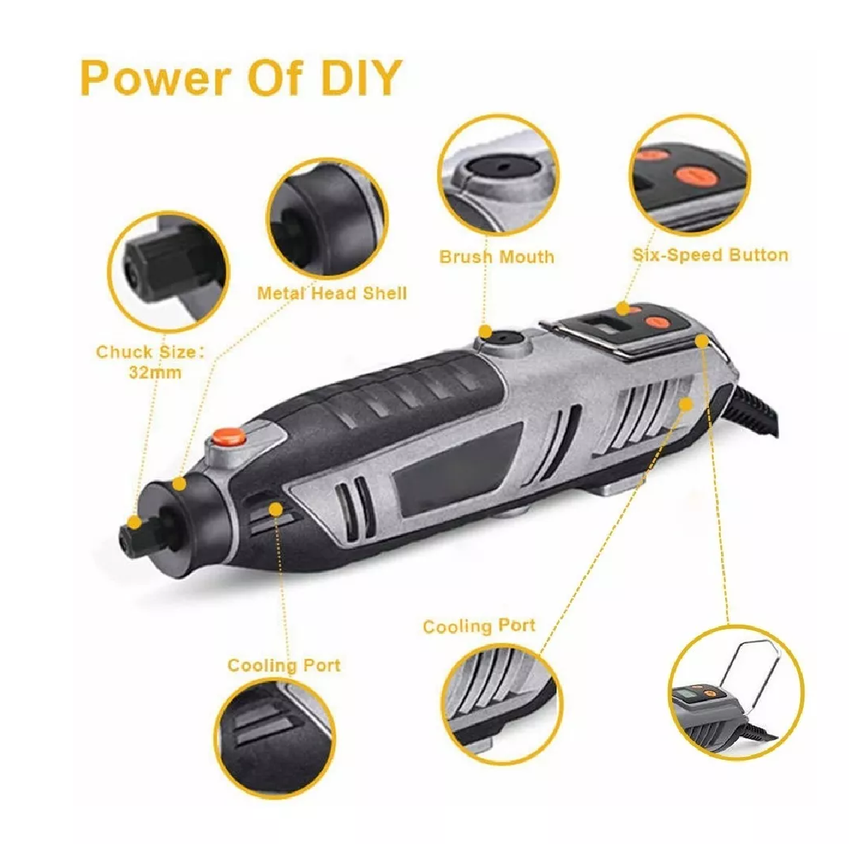 Kit Mini Taladro Mototool Pulidora Eléctrica Velocidad Regulable 200W