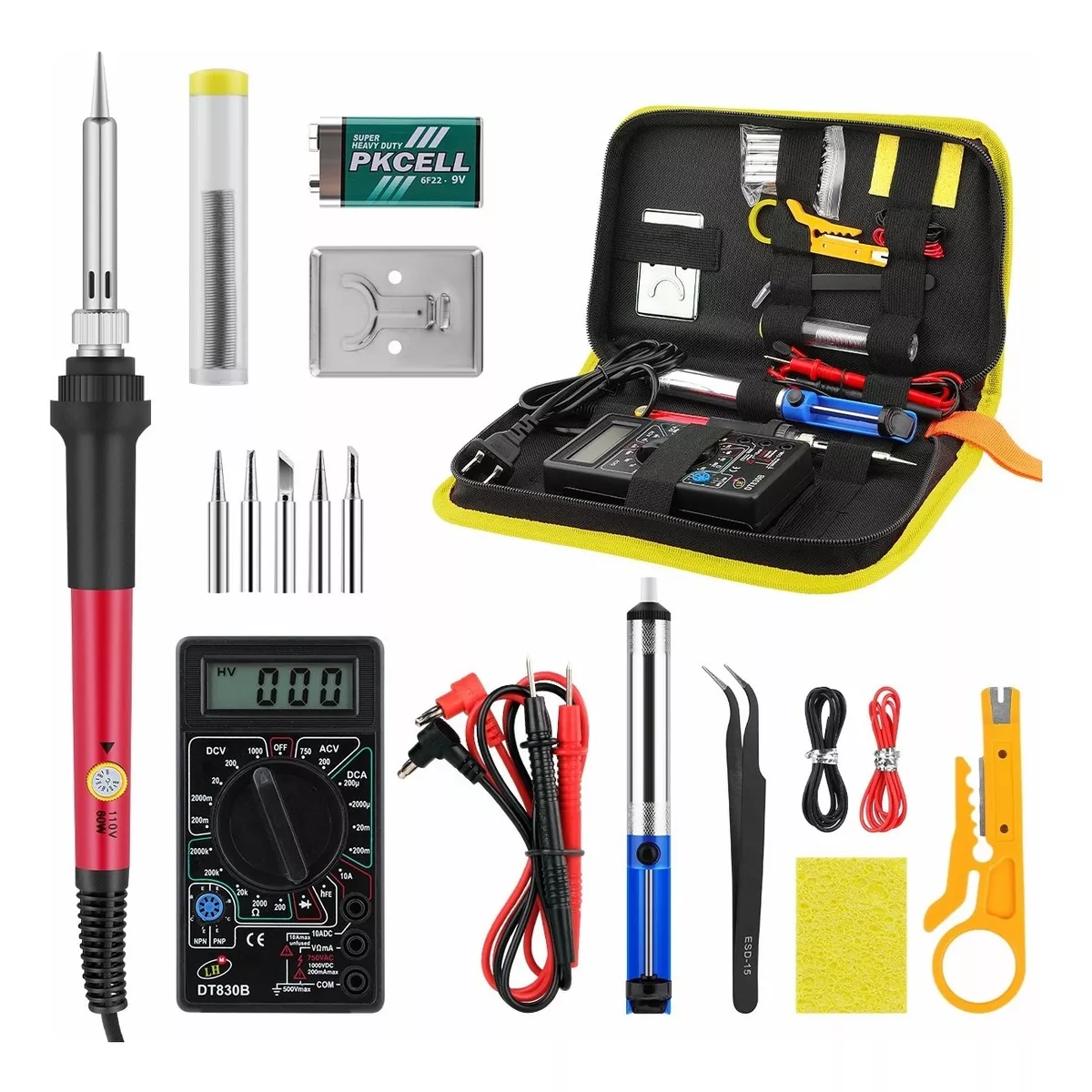 Kit De Soldador Electronica Con Multímetro Digital 110v 60w