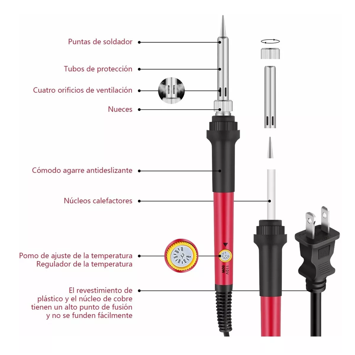 Kit De Soldador Electronica Con Multímetro Digital 110v 60w
