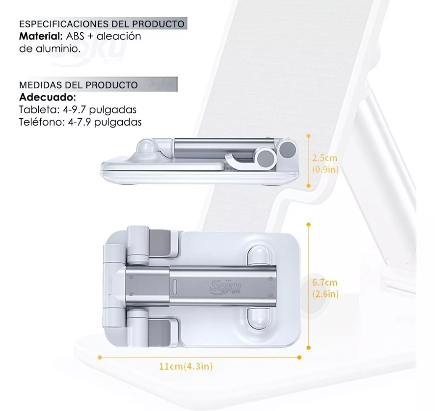 Soporte Aluminio Ajustable Porta Celular Tablet Consola Blanco