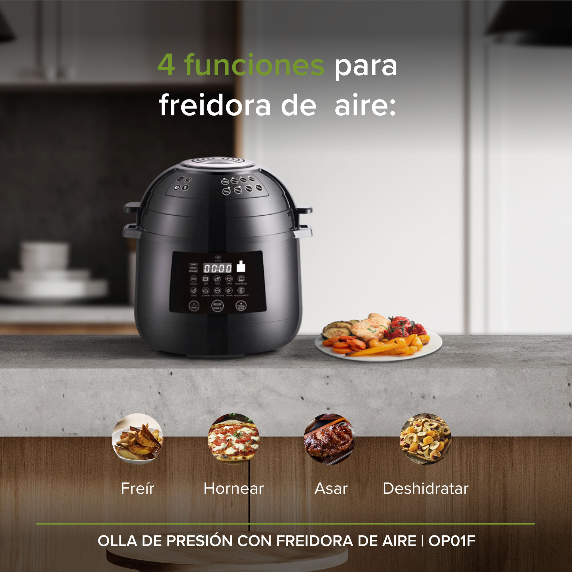 Olla De Presión Multifunción Airfryer 10 Presets  Avera OP01F