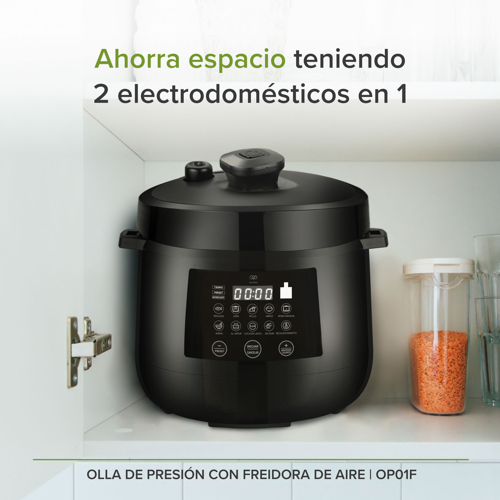 Olla De Presión Multifunción Airfryer 10 Presets  Avera OP01F