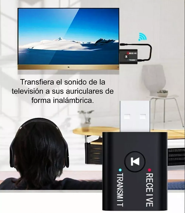 Adaptador Bluetooth 5.0 Usb 2 En 1 Para Pc/tv/auto/hogar.