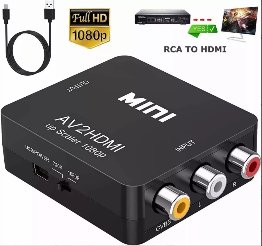 Adaptador Rca Vga A Hdmi 1080p Convertidor De Audio Y Video