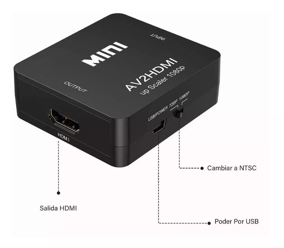 Adaptador Rca Vga A Hdmi 1080p Convertidor De Audio Y Video