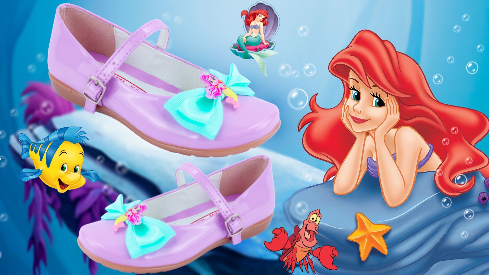 Zapato Niña Princesa Sirenita Ariel Zapatillas Charol 03-cl.