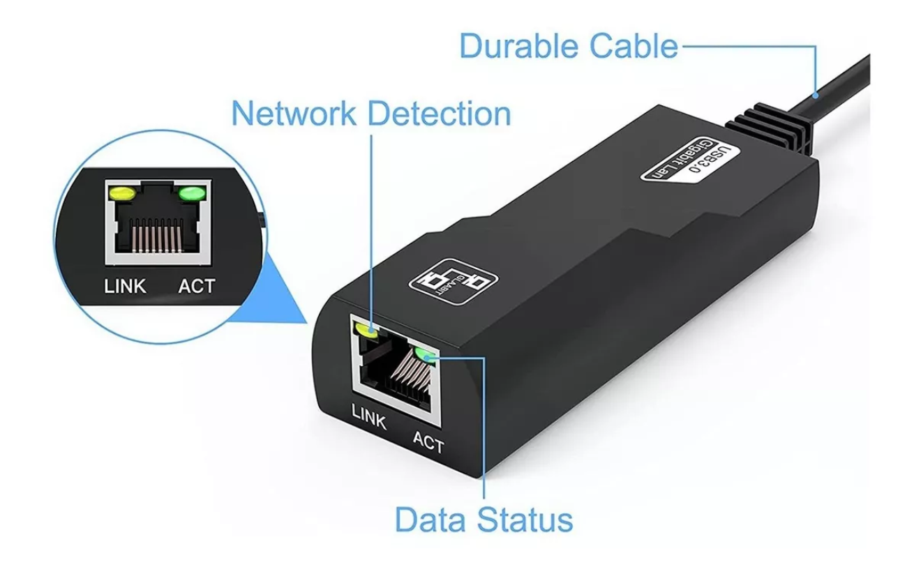 Adaptador Usb 3.0 A Rj45 Ethernet Red 1000 Mbps Para Laptop