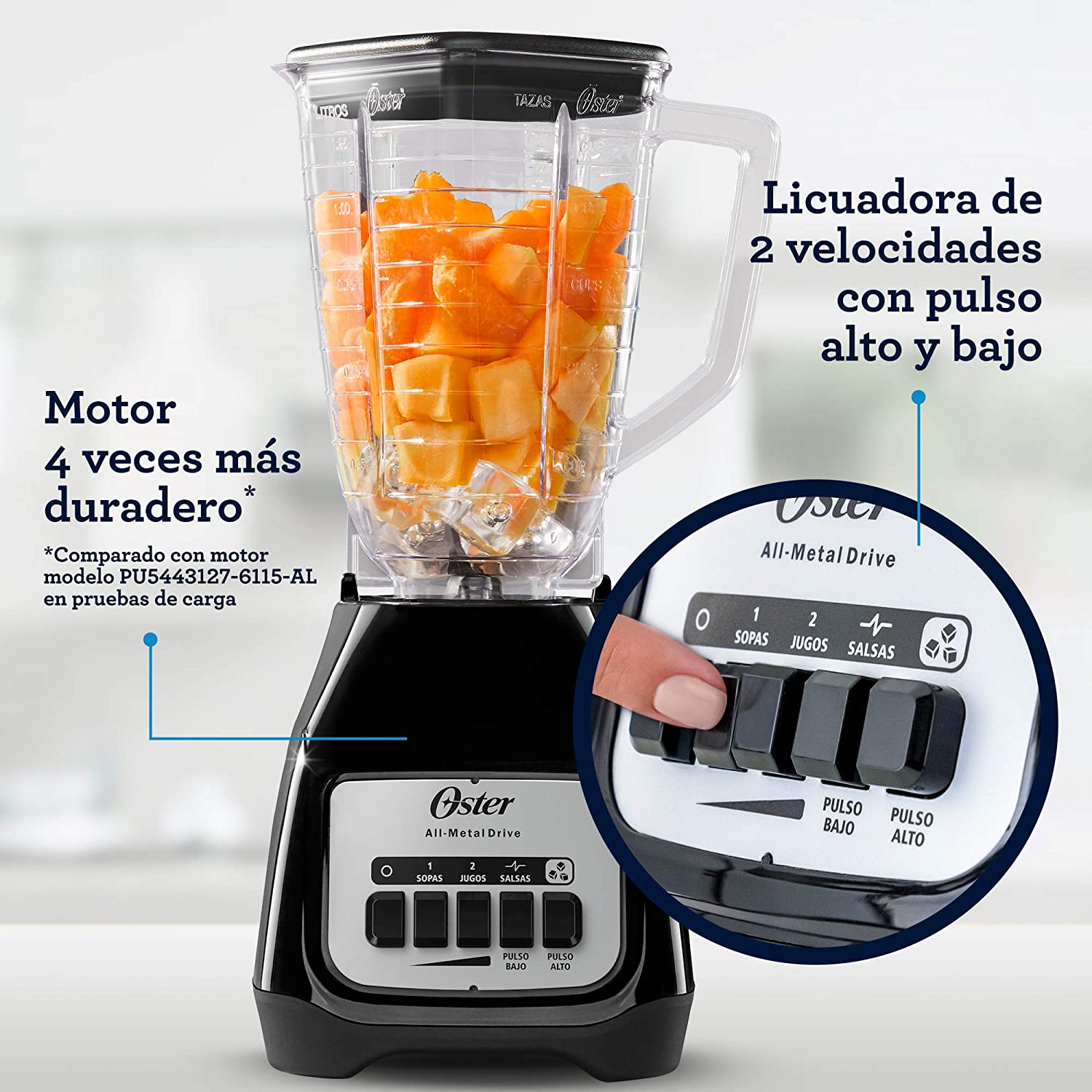 Licuadora OsterBLSTKAP-PBB-013-N Capacidad de 1.25 Lt