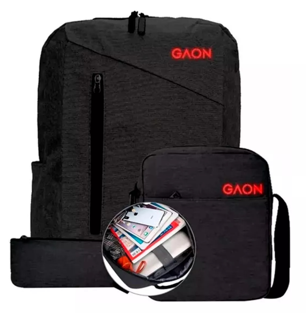 Mochila Escolar Bolsa Bandolera Backpack De Hombre Y Mujer Gaon negra.
