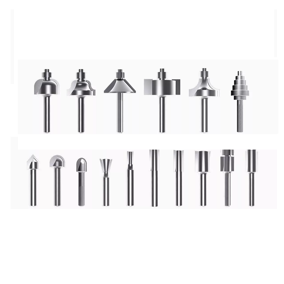 Set 19 Piezas Fresas Brocas Router 1/4 Rebajadora De Madera