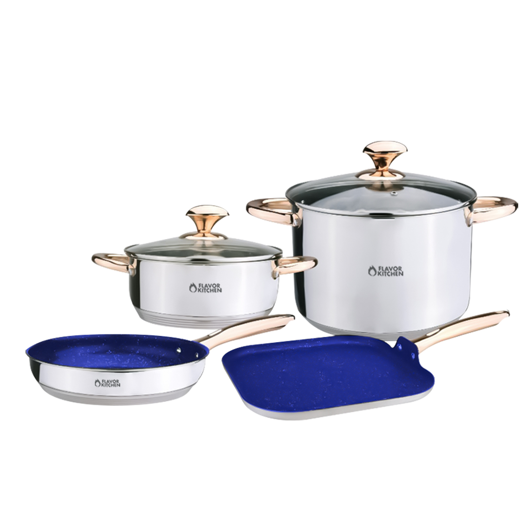 Batería de Cocina 9 Piezas Acero Inoxidable Flavor Kitchen Línea Premium