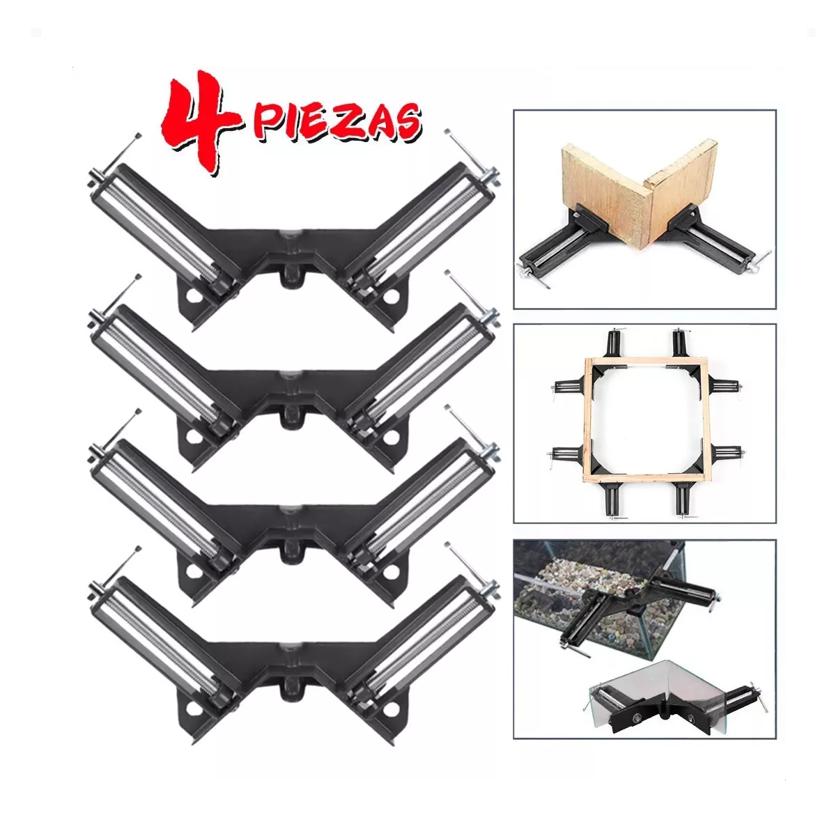 Prensa Esquinera Carpintería 90 Grados Herrería Metal, 4 Uni