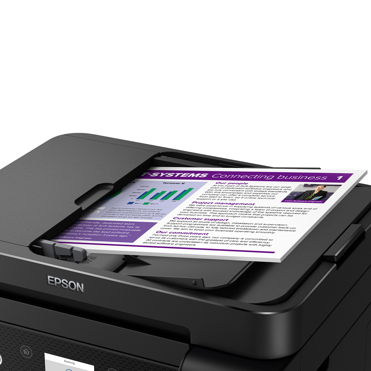 Impresora Multifuncional Epson Ecotank L6270 conexión USB y Wi Fi, alimentación automática.