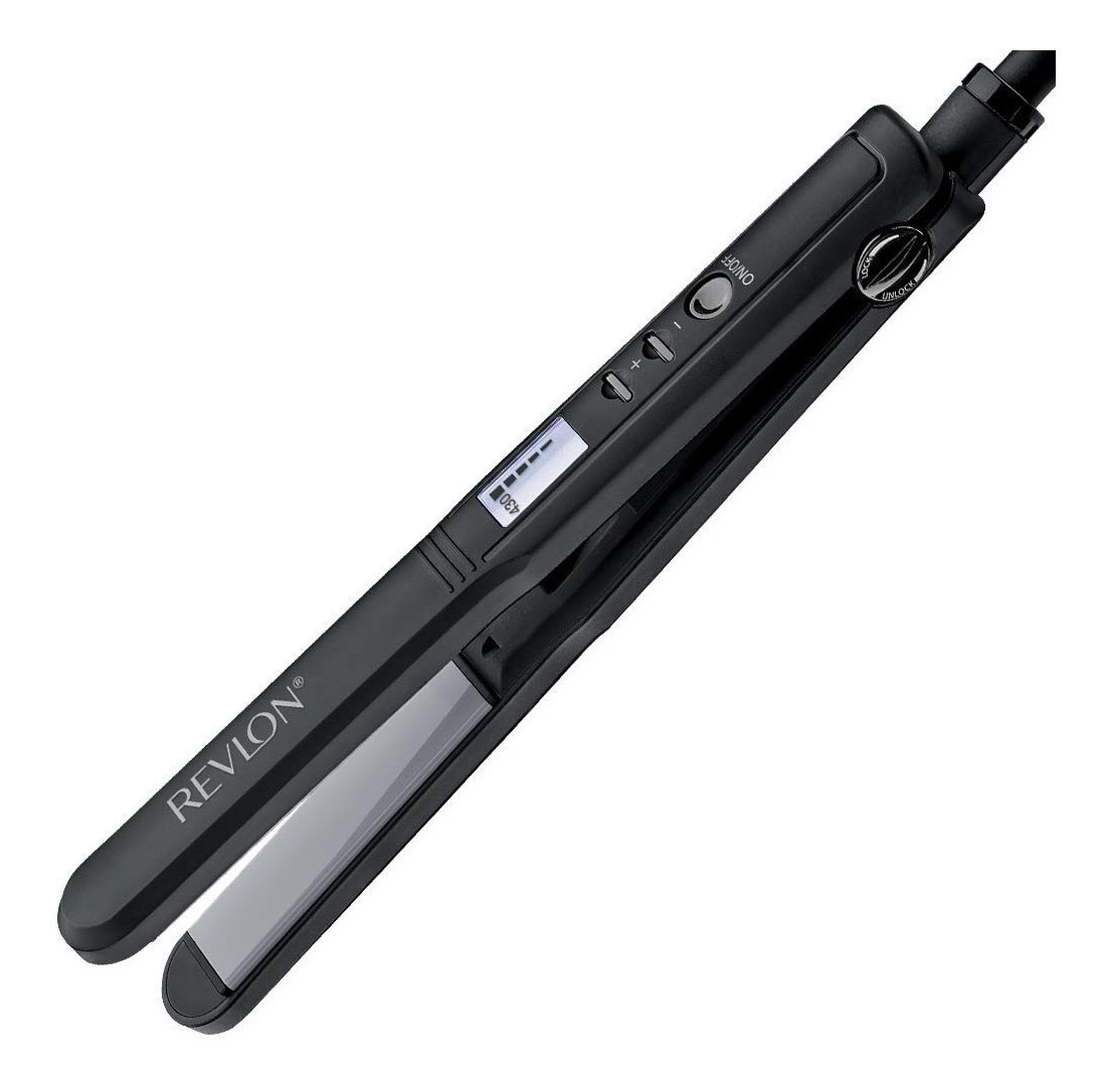 Plancha de cabello Revlon Perfect Heat Straight 3X Ceramic 1" Digital Flat Iron RVST2082 negra 110V