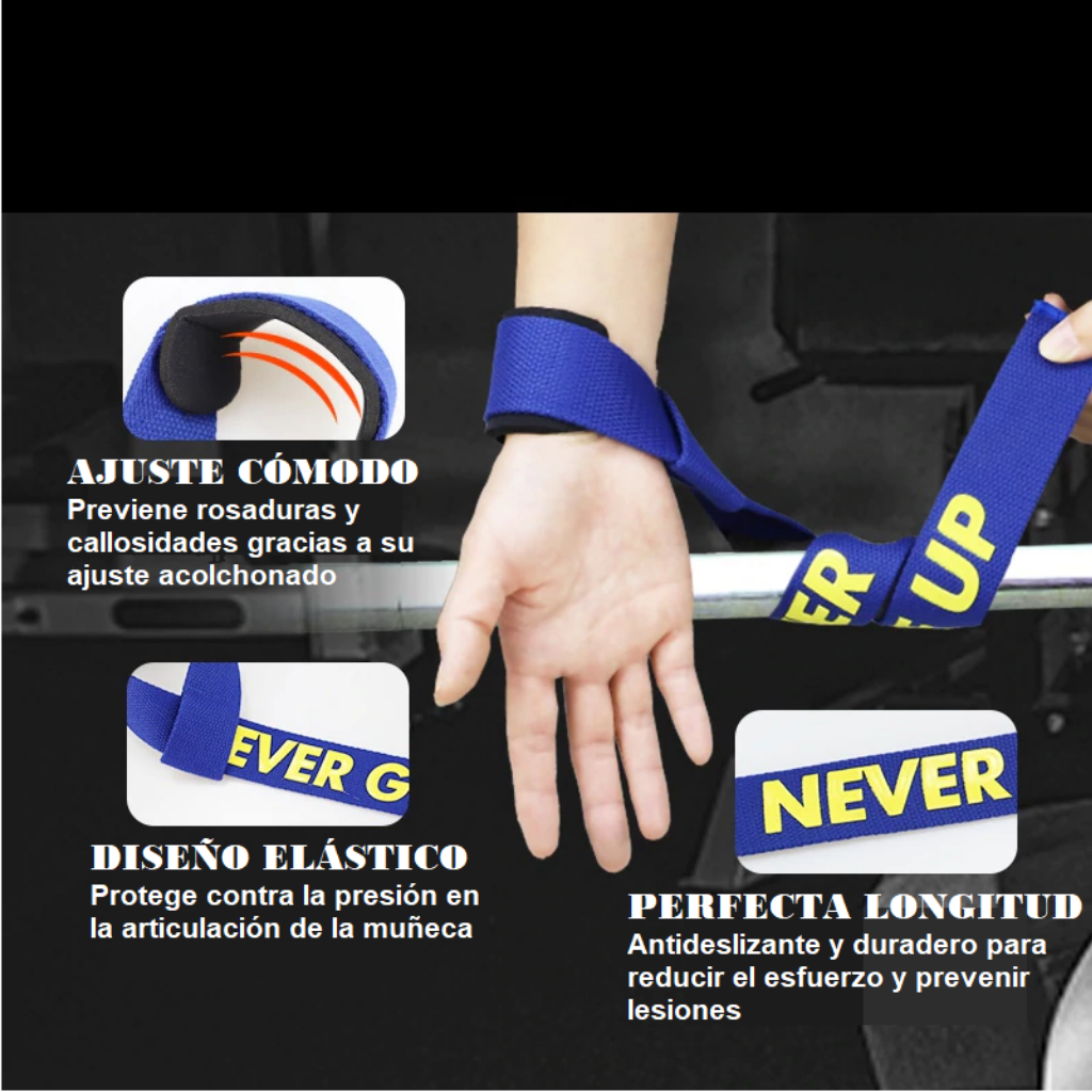 Straps Muñequeras Correas de Levantamiento Ocean Fitness Para Pesas Peso Muerto Ocean Straps .