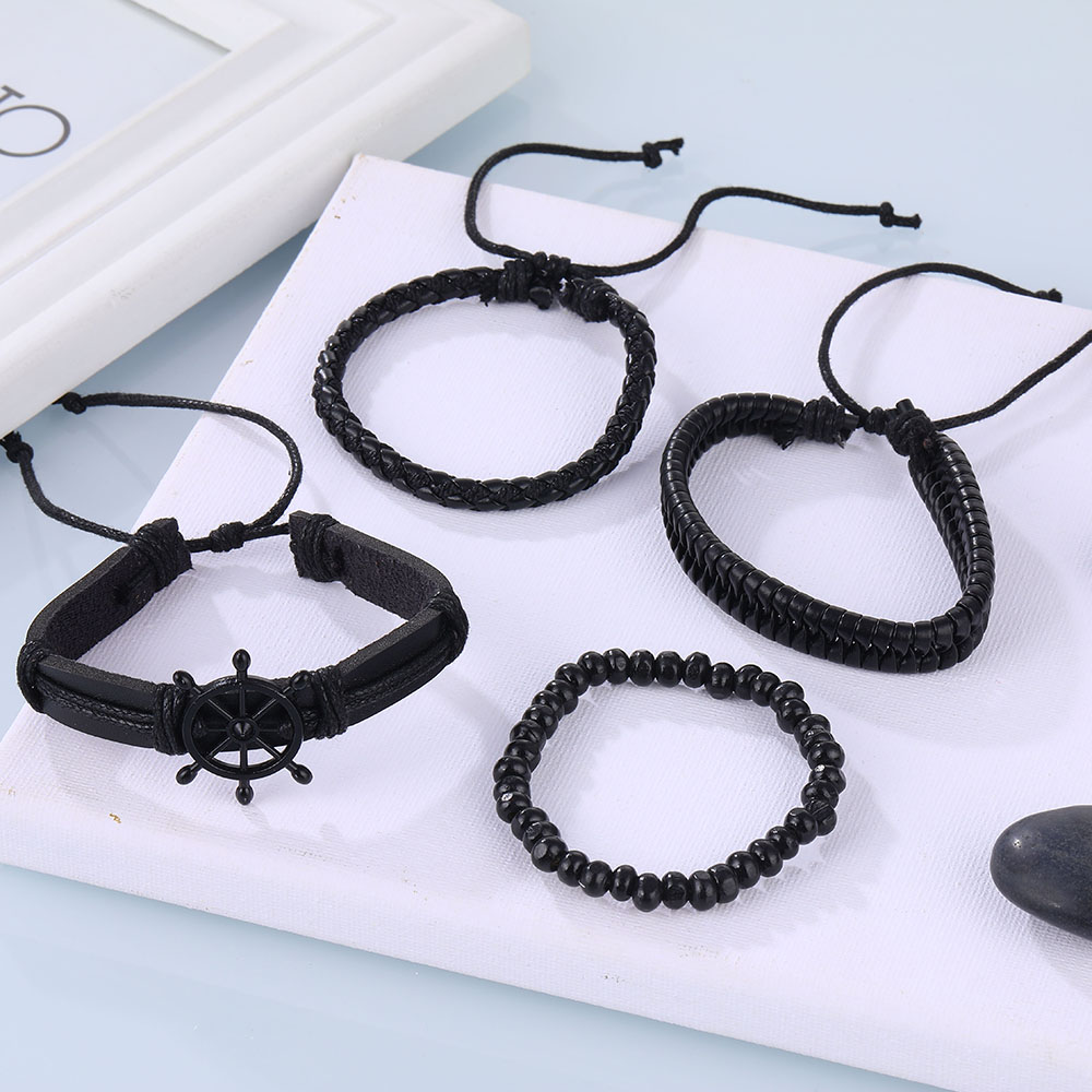 Set De Pulseras Con Timon Negro