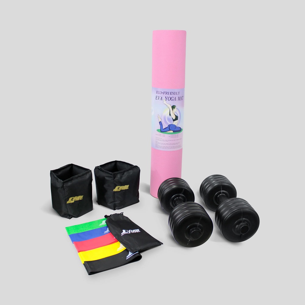 Kit de Ejercicio Tapete, Polainas, Mancuernas y Ligas