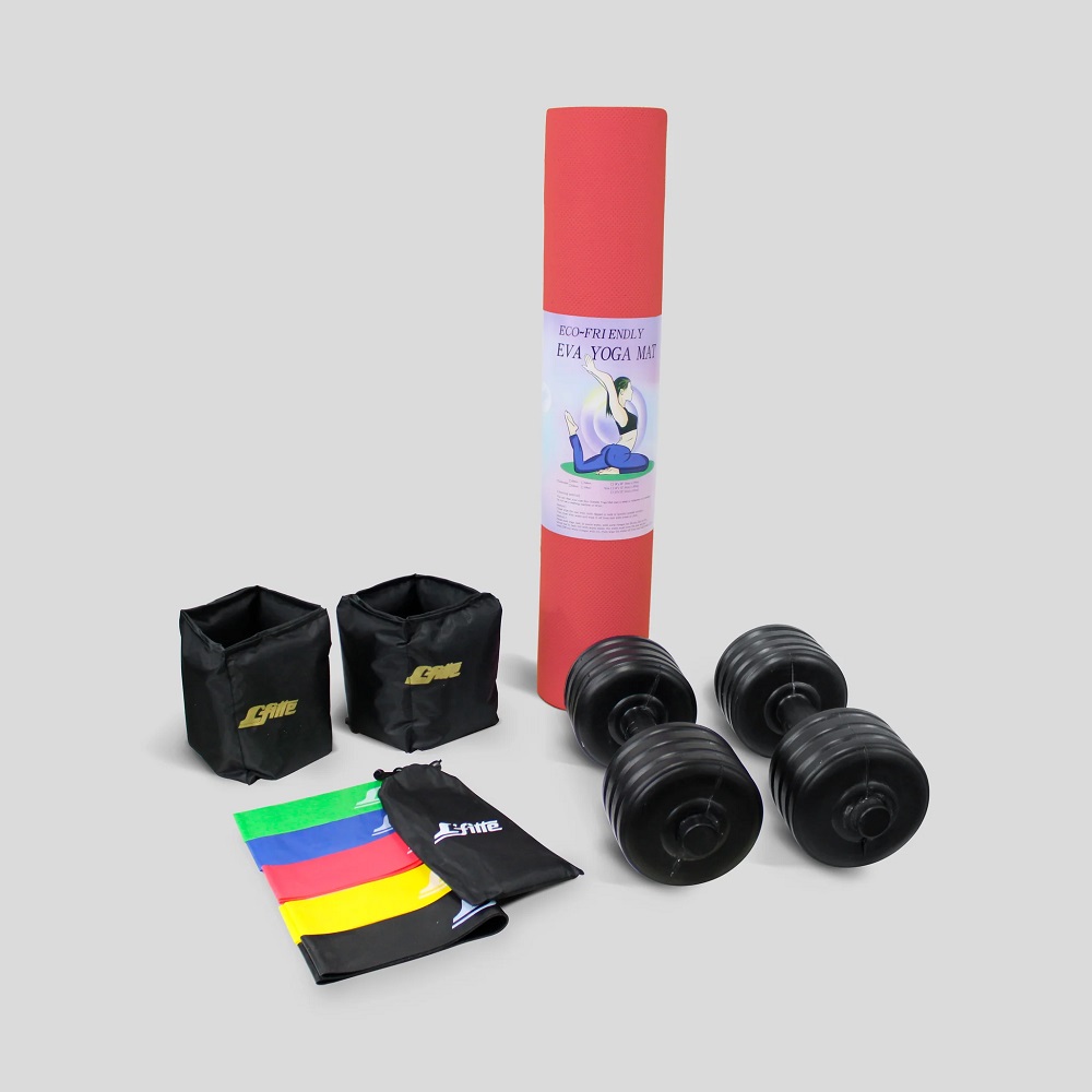 Kit de Ejercicio Tapete, Polainas, Mancuernas y Ligas