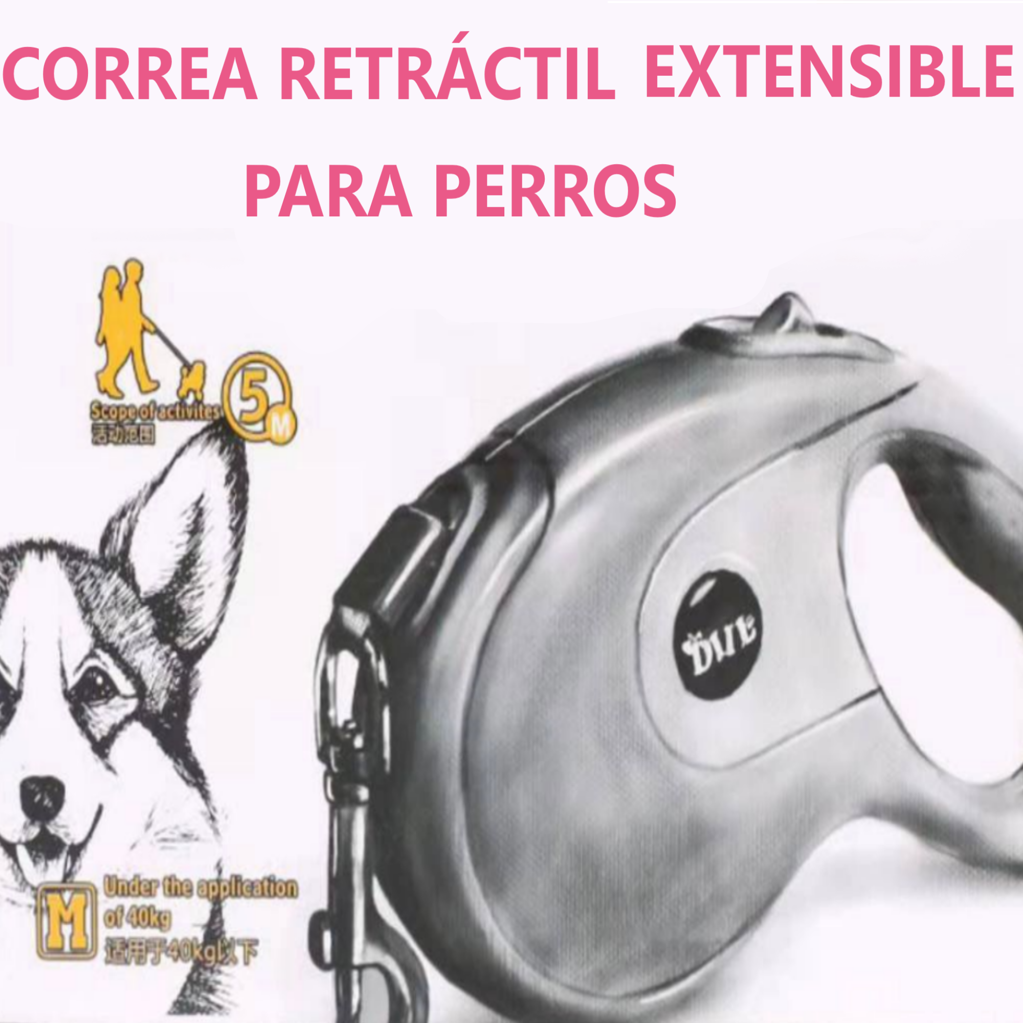 Correa retráctil para perros 5 metros