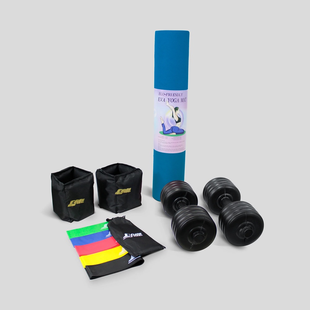 Kit de Ejercicio Tapete, Polainas, Mancuernas y Ligas