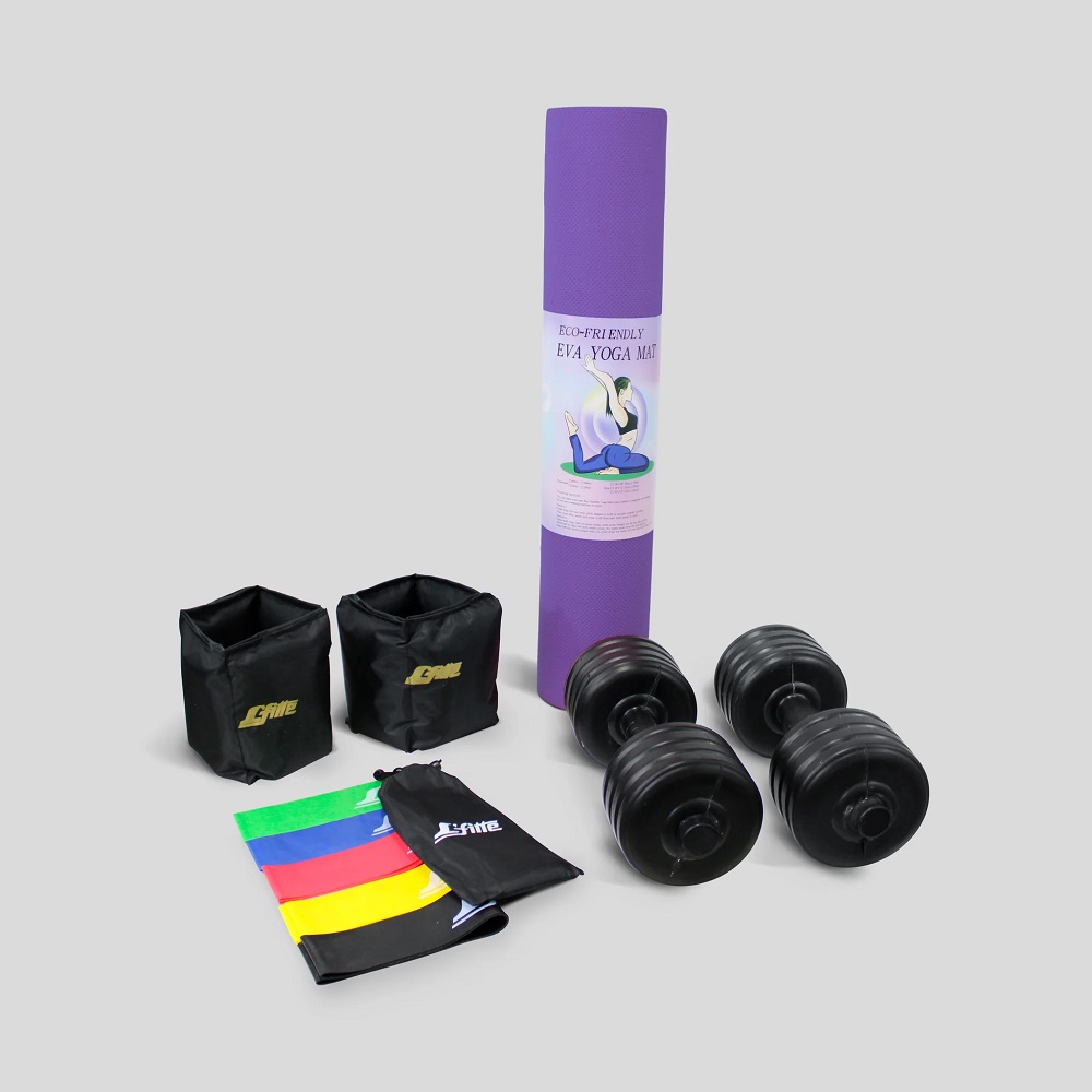 Kit de Ejercicio Tapete, Polainas, Mancuernas y Ligas