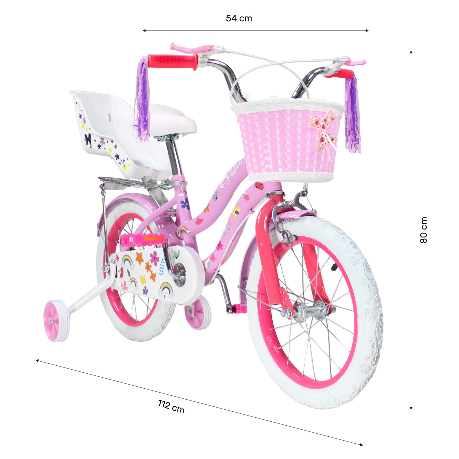 Bicicleta Rosa Infantil R16 Para Niña + Canasta Y Rueditas