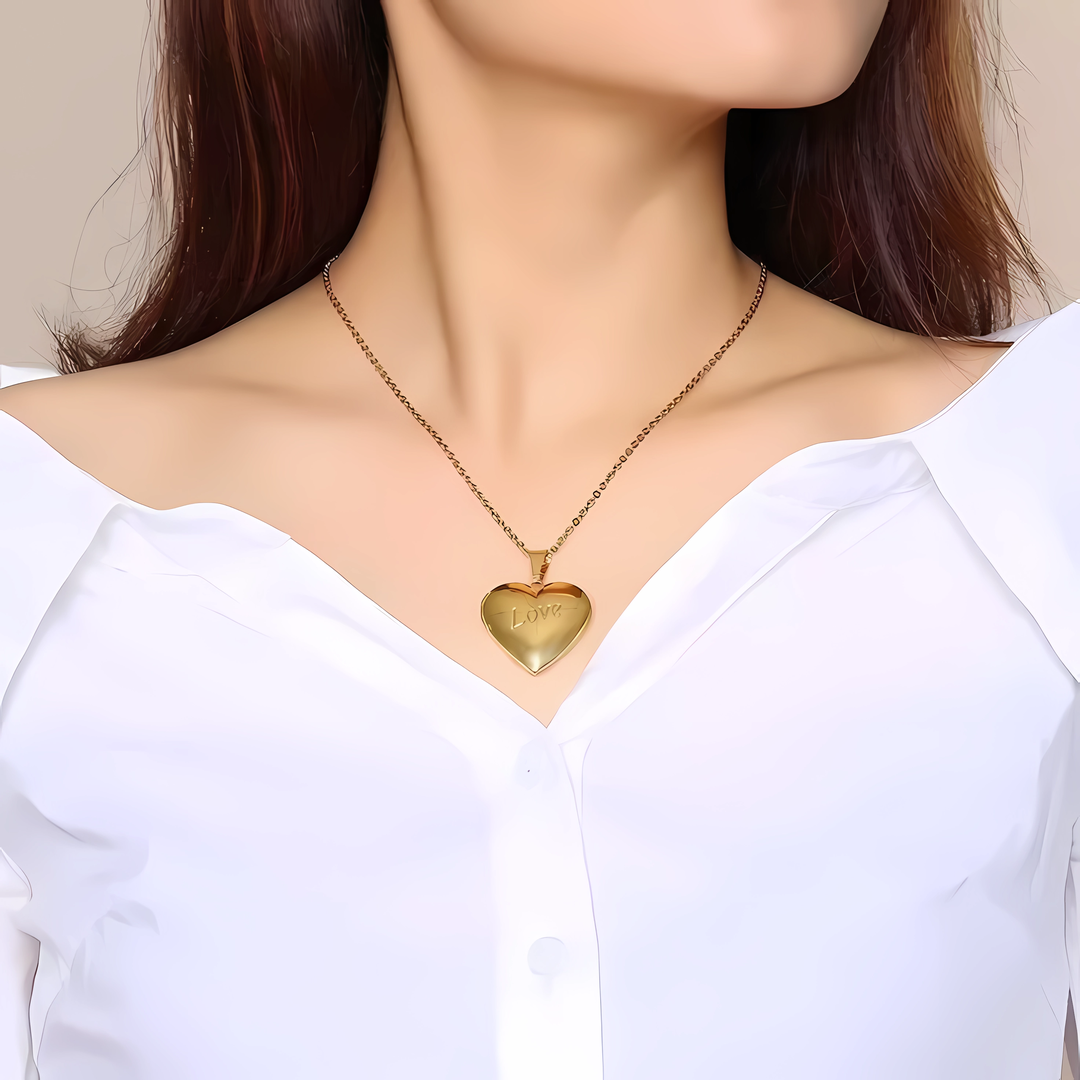 Relicario Para Dos Fotos Corazón Love