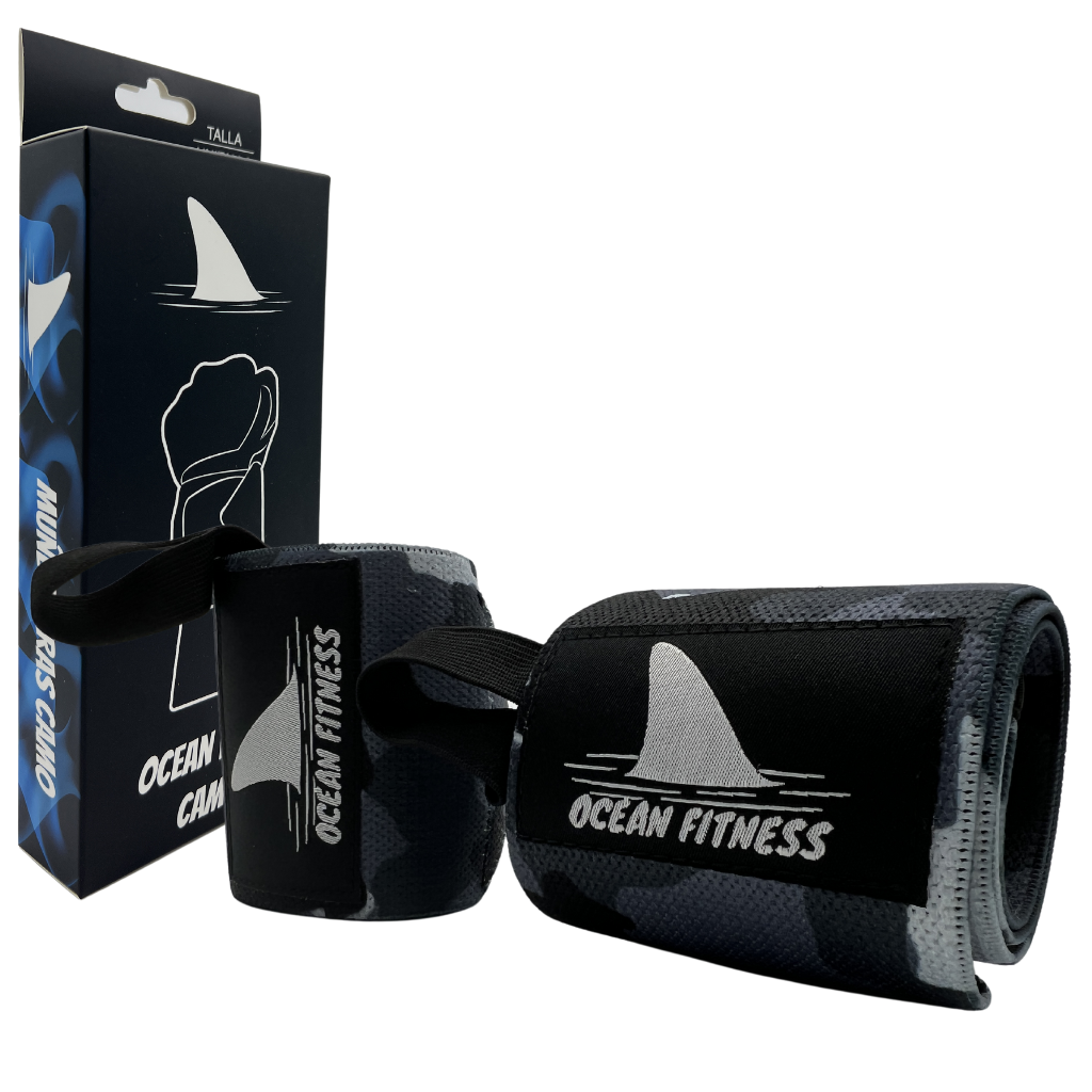 Muñequeras Deportivas Para Pesas Fuerza Ocean Fitness Elásticas Camuflaje Par Ocean Wrist