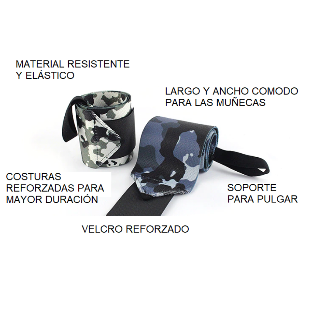 Muñequeras Deportivas Para Pesas Fuerza Ocean Fitness Elásticas Camuflaje Par Ocean Wrist