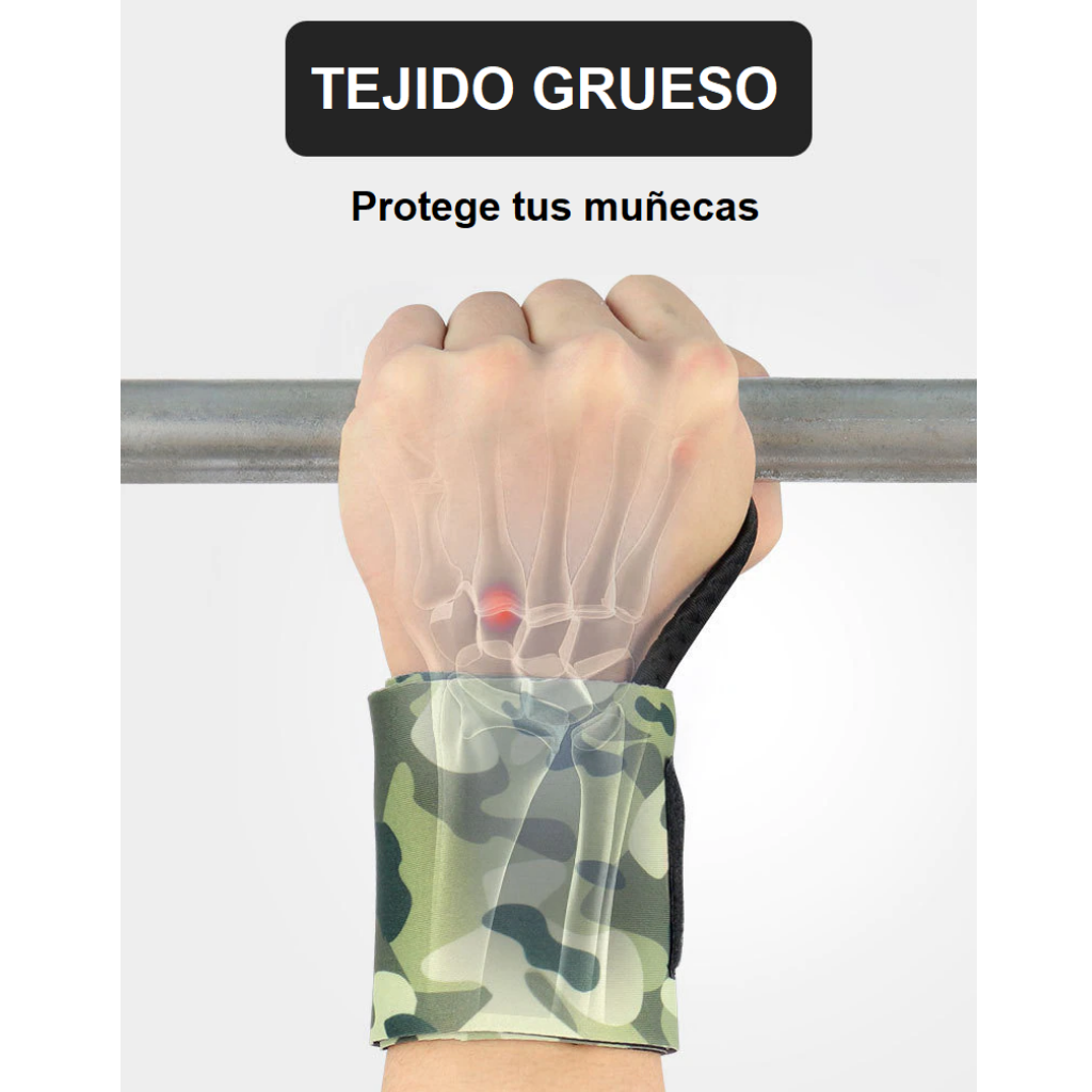 Muñequeras Deportivas Para Pesas Fuerza Ocean Fitness Elásticas Camuflaje Par Ocean Wrist