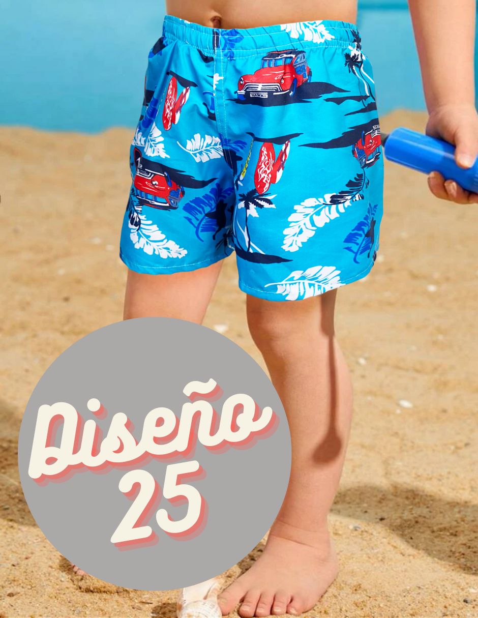 Short Duradero Niño Bermuda Casual Verano Playa Alberca Color 
