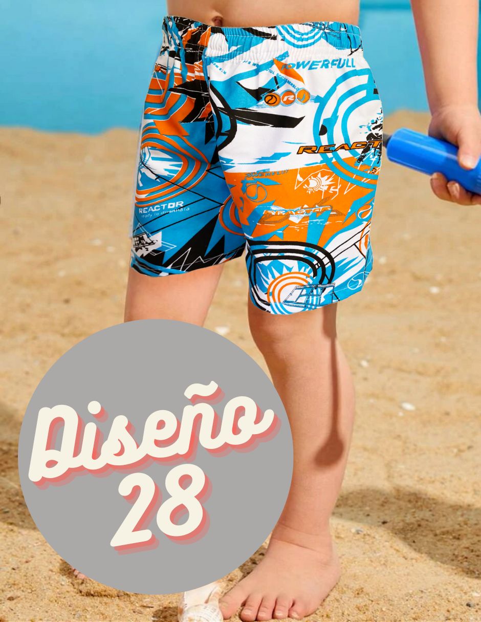 Short Duradero Niño Bermuda Casual Verano Playa Alberca Color 