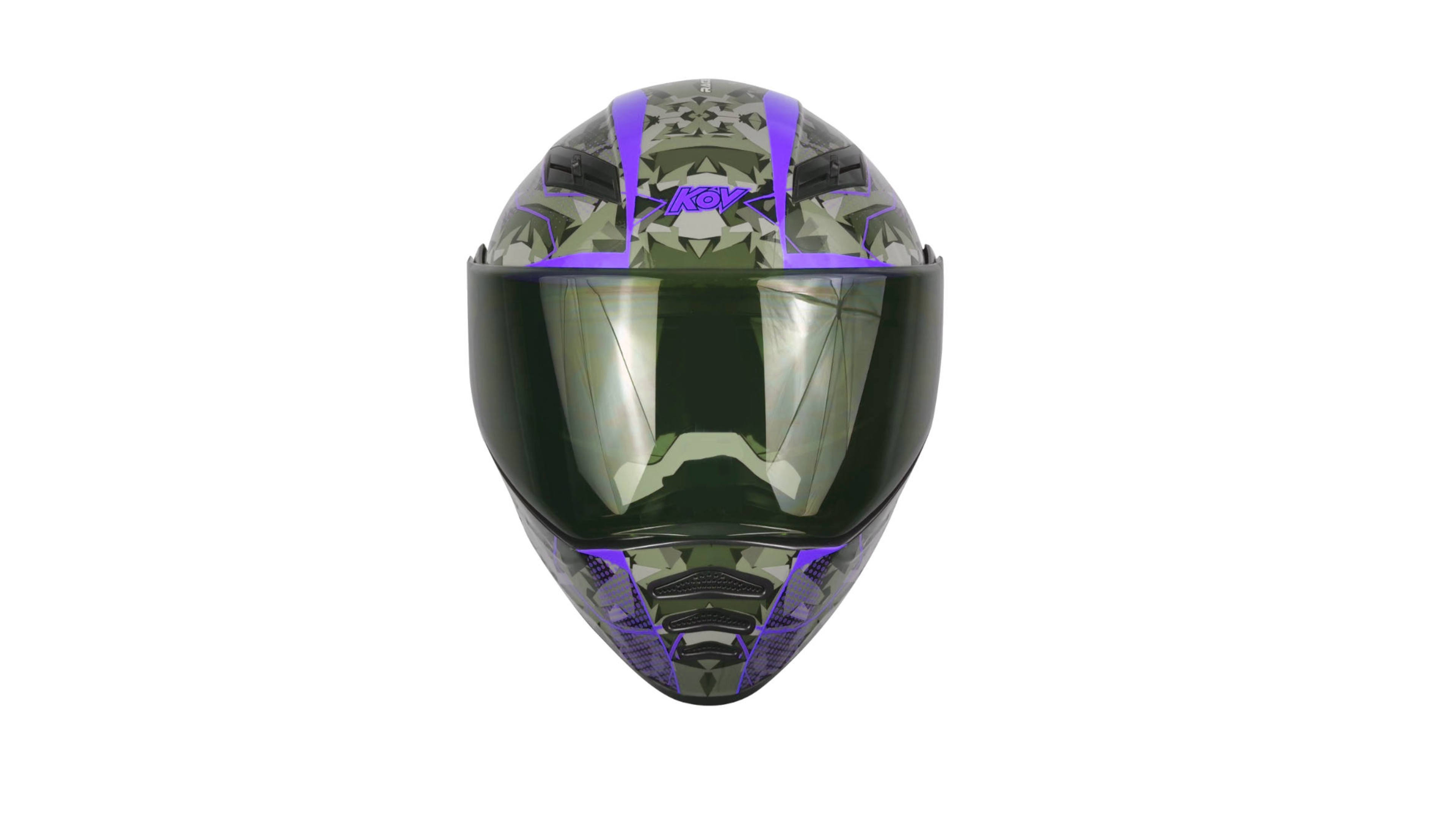 KOV Casco Estelar Wrap Morado ABATIBLE para Moto Dot