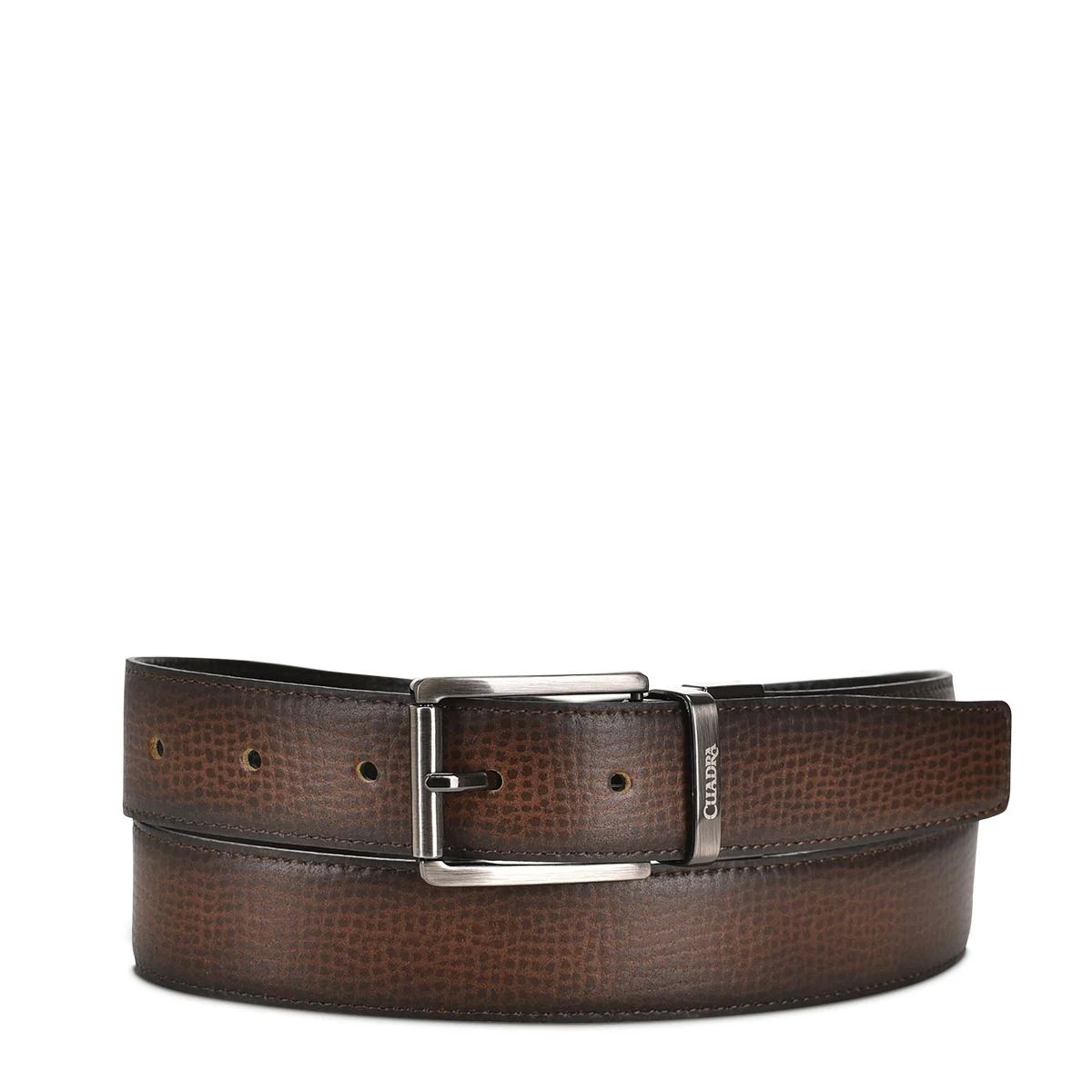 Cinturón Cuadra reversible para caballero en piel genuina