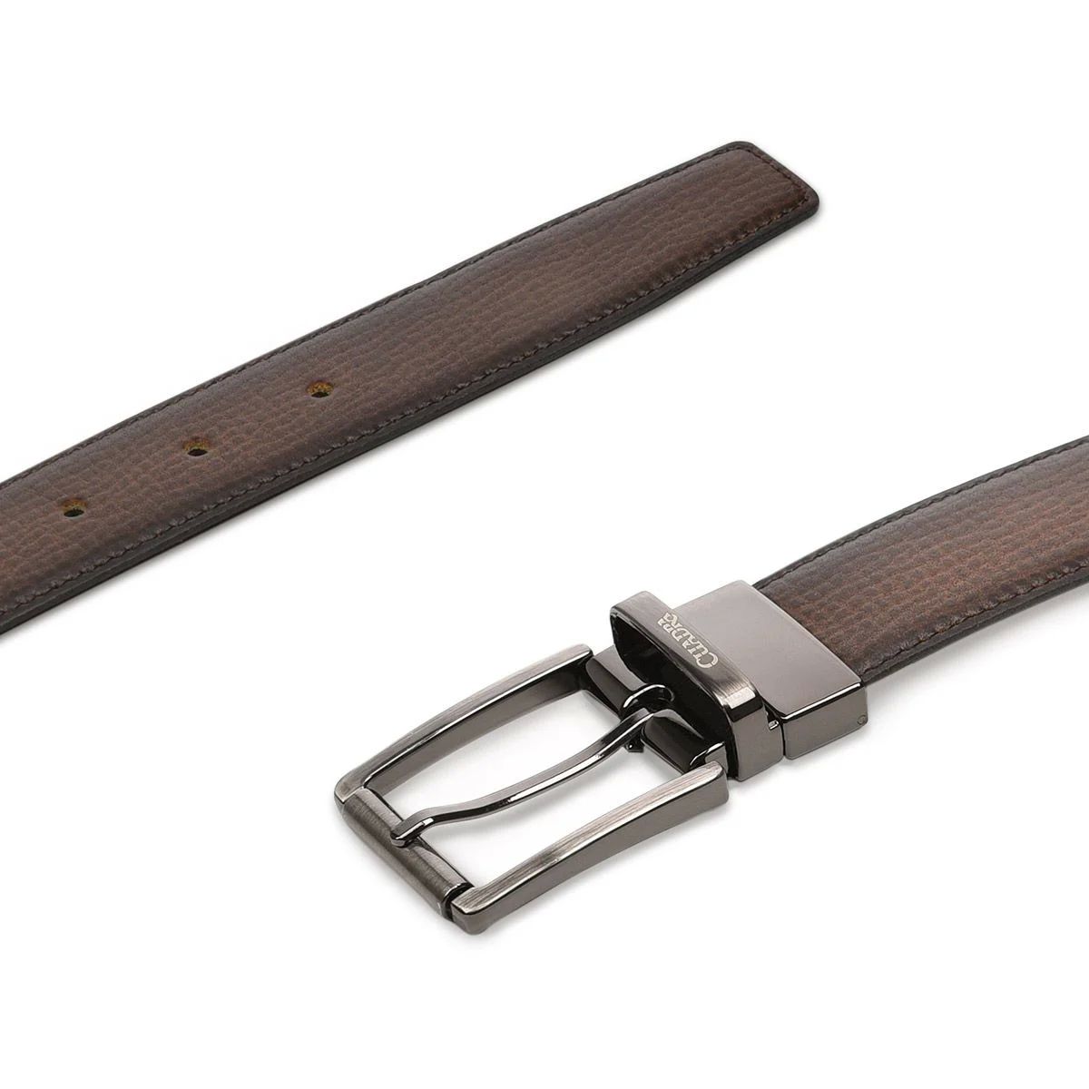 Cinturón Cuadra reversible para caballero en piel genuina