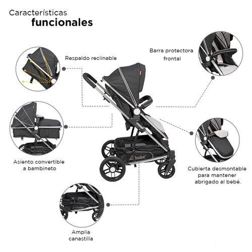 Carriola 3 En 1 D'bebé Travel System Crown Negro