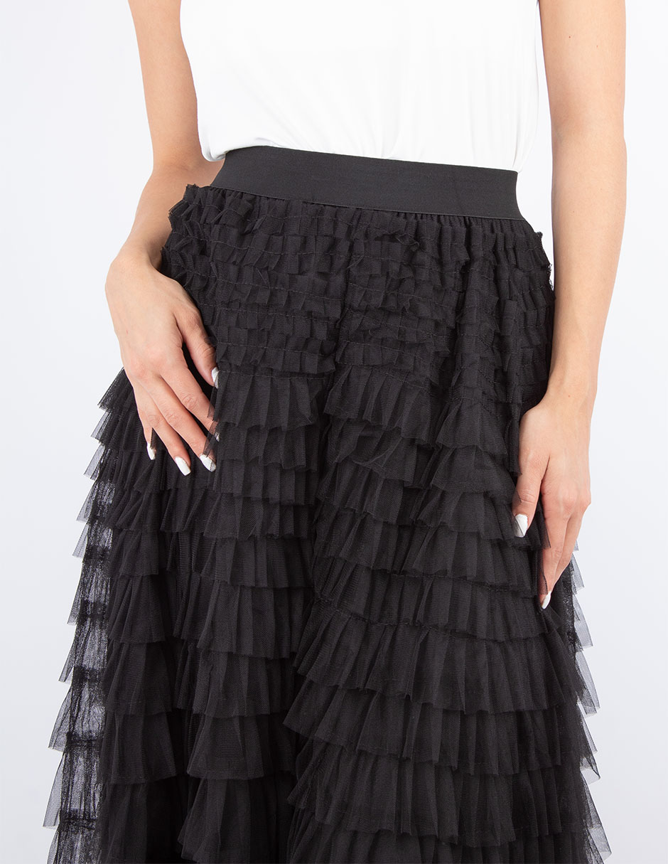 Falda maxi fruncidos horizontales 