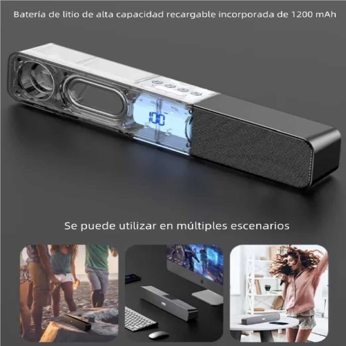 Barra De Sonido Recargable Bocina Bluetooth Subgraves Usb