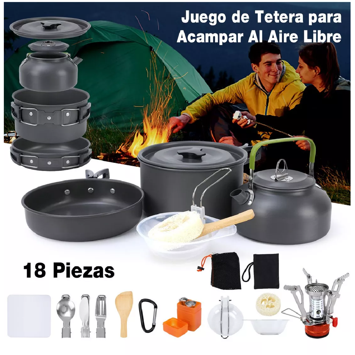 Kit Utensilios De Cocina Para Acampar Acampada Completo