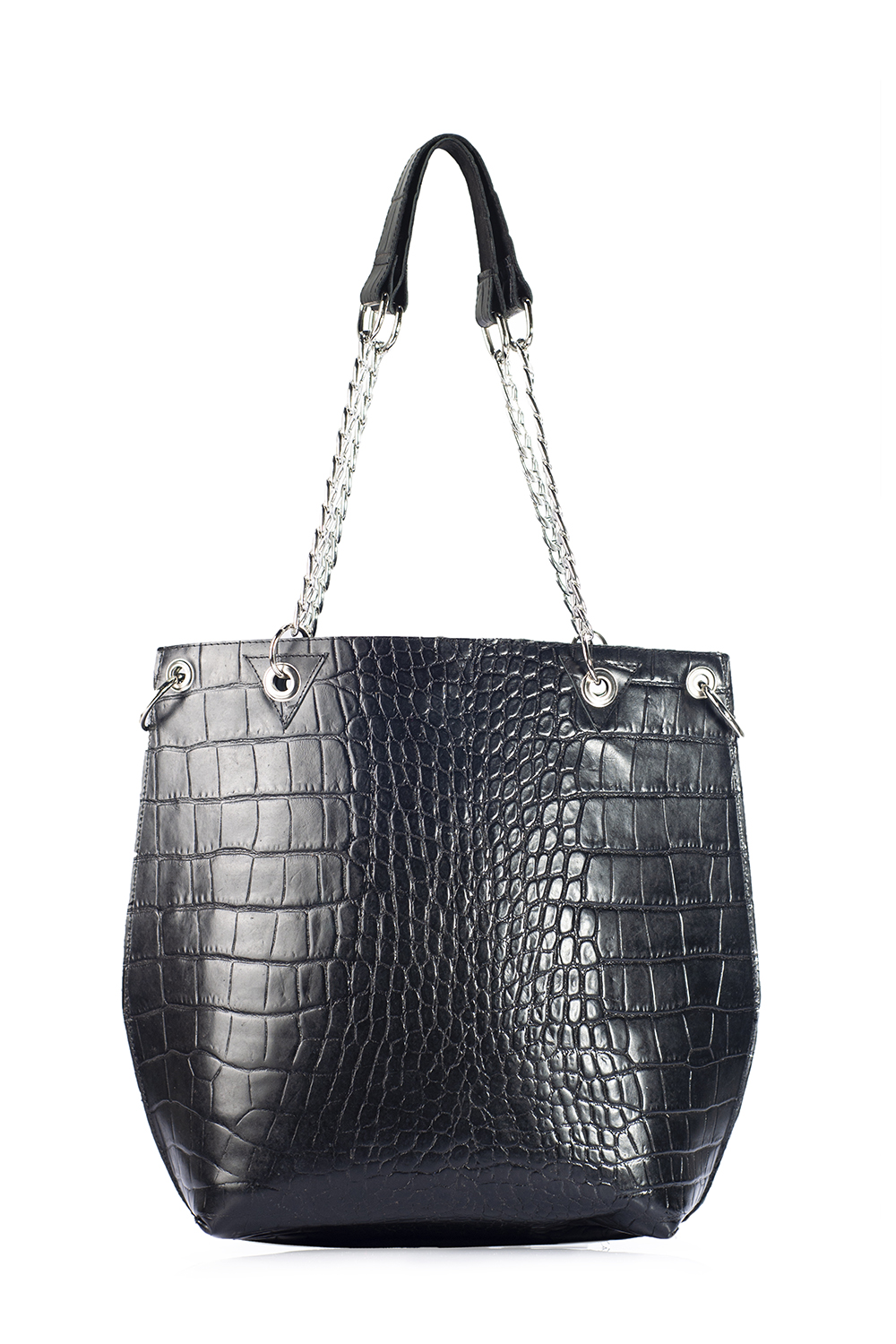 Bolso tipo Tote A ÁNGELOZANO de piel vacuna con detalles de pelo de vaca color negro Modelo Delia