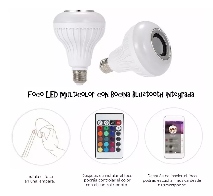 BOCINA FOCO BLUETOOTH CON CONTROL