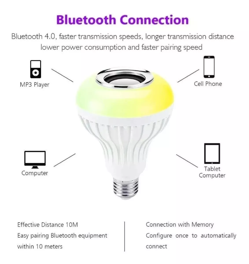 BOCINA FOCO BLUETOOTH CON CONTROL