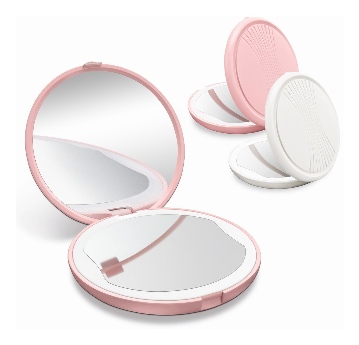 Espejo Para Maquillaje Luz Led Bolsillo Portatil 1x5 Aumento BLANCO, FUNBU